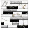 Set 10 x Placi Tapet Autocolant 3D cu Imitatie de Marmura, pentru Perete Bucatarie Sufragerie, Usor de Curatat, Rezistent la Apa, Autoadeziv, 30x30 cm, Alb Negru-0