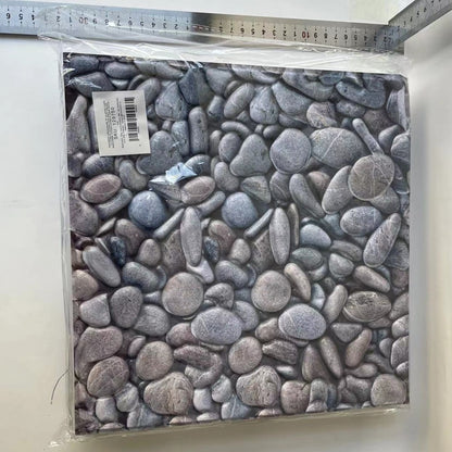 10 x Placi Tapet Autocolant 3D cu Imitatie de Pietre Mici, pentru Perete Bucatarie Sufragerie, Usor de Curatat, Rezistent la Apa, Autoadeziv, 30x30 cm, Gri-3