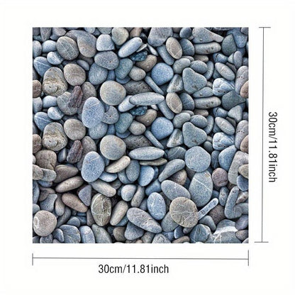 10 x Placi Tapet Autocolant 3D cu Imitatie de Pietre Mici, pentru Perete Bucatarie Sufragerie, Usor de Curatat, Rezistent la Apa, Autoadeziv, 30x30 cm, Gri-4