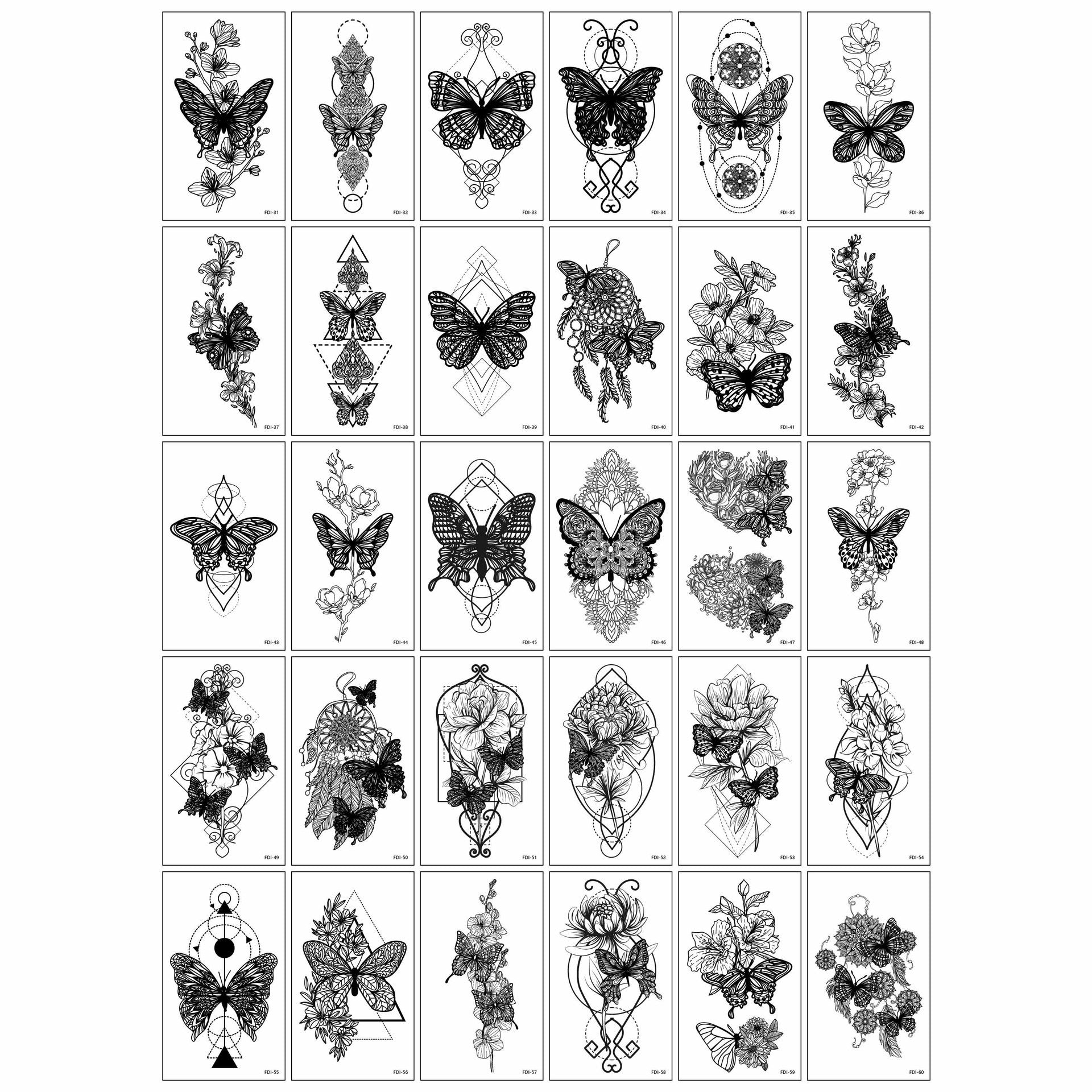 Set 30 tatuaje cu apa diverse modele, fluturi-0