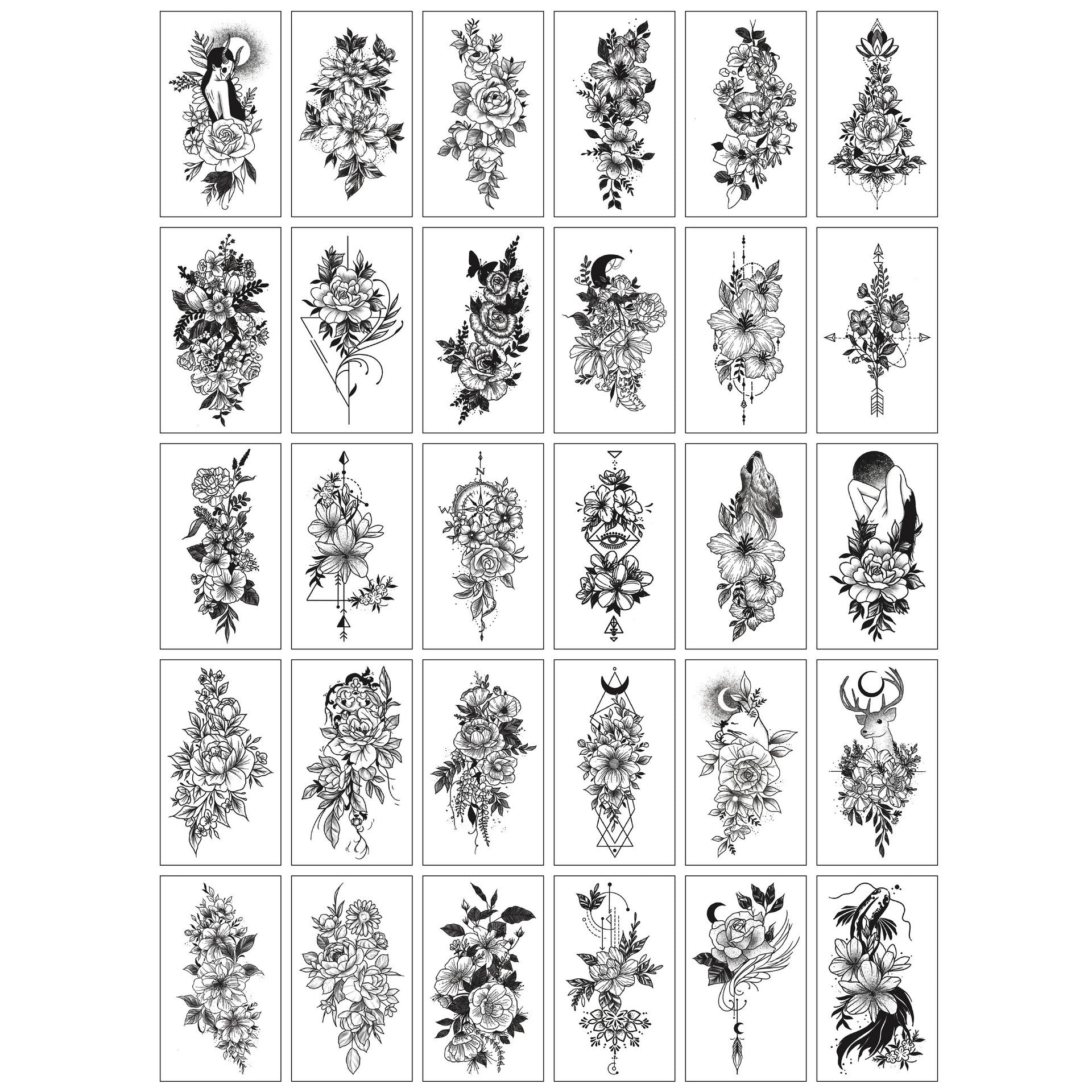 Set 30 tatuaje cu apa diverse modele, flori-0