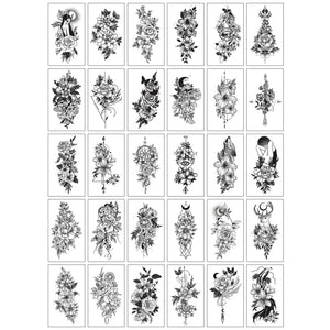 Set 30 tatuaje cu apa diverse modele, flori-0