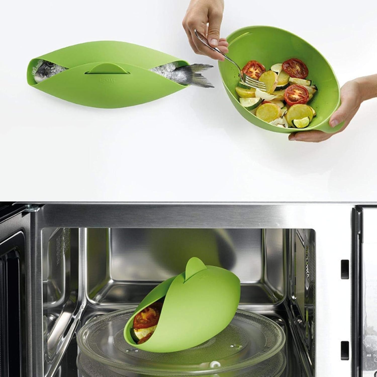 Tava de Copt pentru Cuptor, Flippy, pentru Paine, Peste, Legume, din Silicon, Pliabila, Multifunctionala, Forma pentru Preparare si Gatiere, 24.5x9 cm, Verde-6