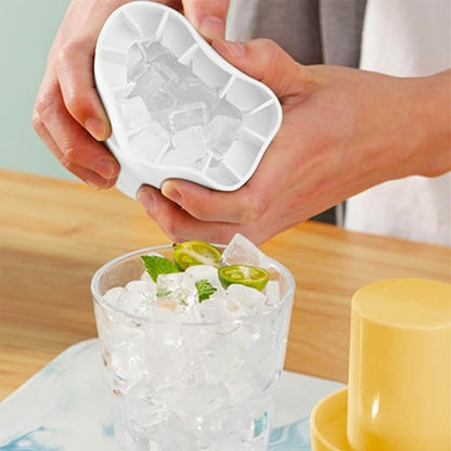 Tava de Gheata din Silicon cu Capac, Flippy, Forma de Gheata pentru Racirea Bauturilor, in Forma de Pahar, Silicon fara BPA, Cuburi de Gheata, 9x8.5x8 cm, Galben-4