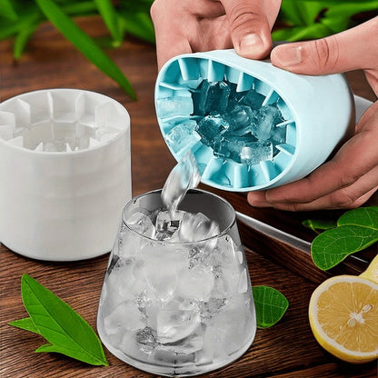 Tava de Gheata din Silicon cu Capac, Flippy, Forma de Gheata pentru Racirea Bauturilor, in Forma de Frapiera, Silicon fara BPA, Cuburi de Gheata, 9x8.5x8 cm, Albastru-4