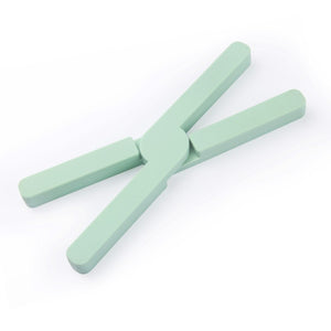Suport pliabil din silicon pentru vase fierbinti Flippy, portabil, usor de depozitat, rezistent la temperaturi foarte ridicate, 14.5 x 7.5 x 1.6 cm, antialunecare, verde-0
