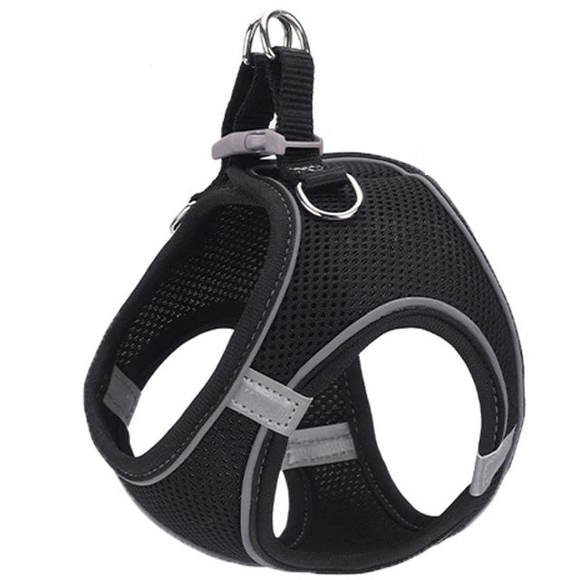 Ham pentru caini de talie mica cu elemente reflectorizante, confortabil, marime XXXS, culoare Negru, AniOne Germany-1