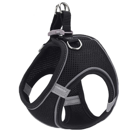 Ham pentru caini de talie mica cu elemente reflectorizante, confortabil, marime XXXS, culoare Negru, AniOne Germany-1