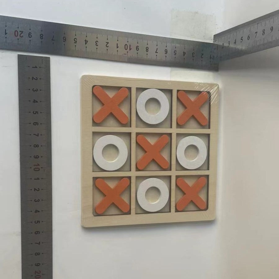 Jucarie Montessori Tic Tac Toe, Flippy, Educativa, Interactiva, din lemn, X si O, 9 Piese, 14.3x14.3 cm, Portocaliu Alb-9