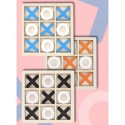 Jucarie Montessori Tic Tac Toe, Flippy, Educativa, Interactiva, din lemn, X si O, 9 Piese, 14.3x14.3 cm, Negru Alb-6