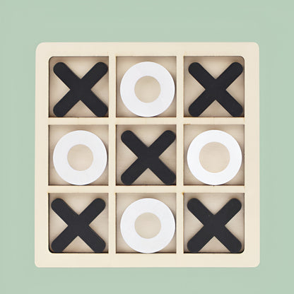 Jucarie Montessori Tic Tac Toe, Flippy, Educativa, Interactiva, din lemn, X si O, 9 Piese, 14.3x14.3 cm, Negru Alb-8