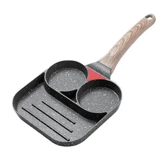 Tigaie antiaderenta cu 2 compartimente si zona de grill, material aliaj de aluminiu
