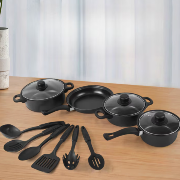 Set 13 Piese Vase Gătit Antiaderente Non-Stick – Gătești Ușor, Rapid și Fără Griji