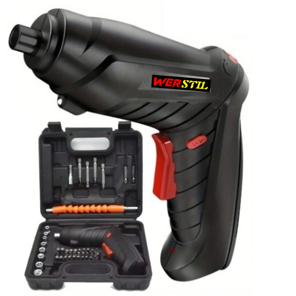 Șurubelniță Electrică Portabilă 3.6V cu 47 Piese – Set Complet pentru Bricolaj, Reparații și Montaj