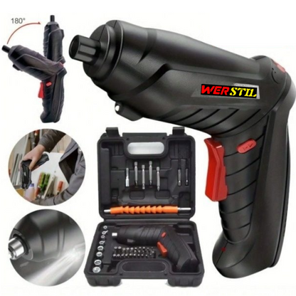 Șurubelniță Electrică Portabilă 3.6V cu 47 Piese – Set Complet pentru Bricolaj, Reparații și Montaj