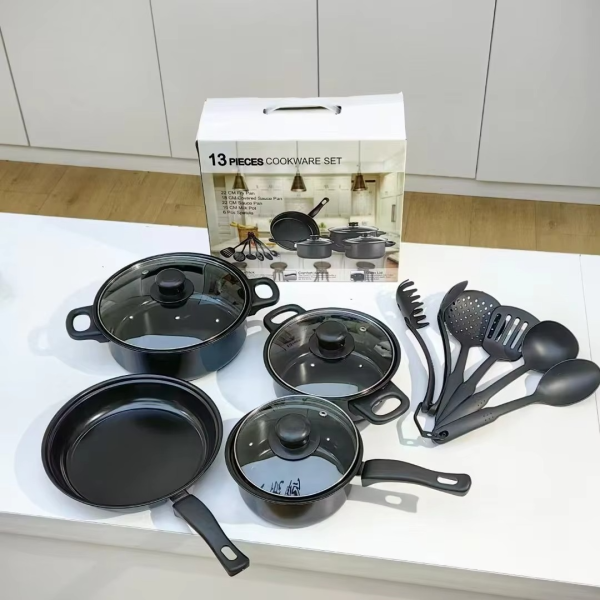 Set 13 Piese Vase Gătit Antiaderente Non-Stick – Gătești Ușor, Rapid și Fără Griji