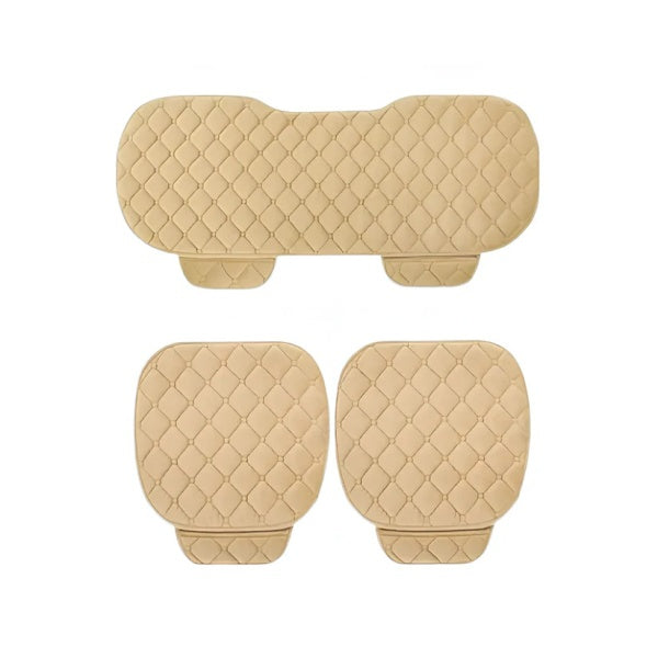 Set Huse Auto Premium pentru Scaune Față și Banchetă, cu buzunare organizatoare, crem