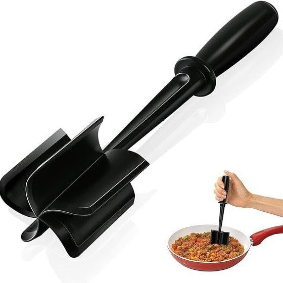Tocator de Carne Manual, Flippy, cu Lama pentru Tocarea si Amestecarea Carnii, 28x6cm, cu 5 Lame Curbate, Rezistent la Caldura, Multifunctional, Plastic Rezistent, Negru-6