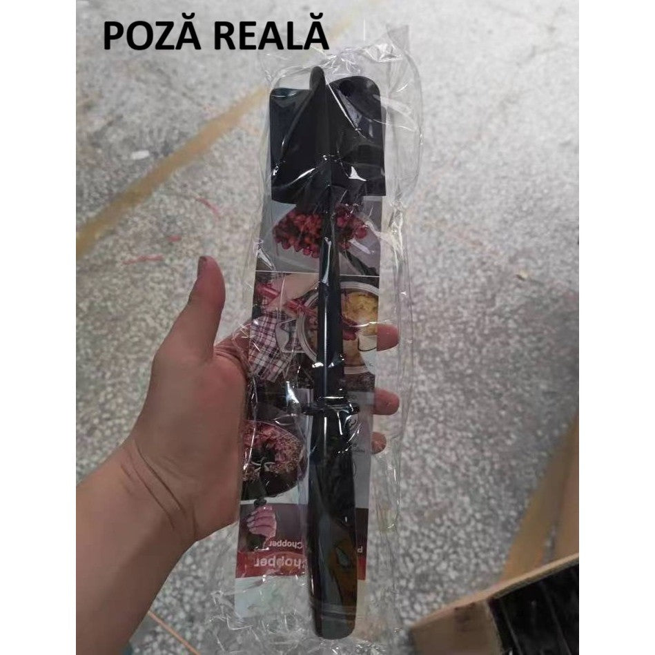 Tocator de Carne Manual, Flippy, cu Lama pentru Tocarea si Amestecarea Carnii, 28x6cm, cu 5 Lame Curbate, Rezistent la Caldura, Multifunctional, Plastic Rezistent, Negru-7