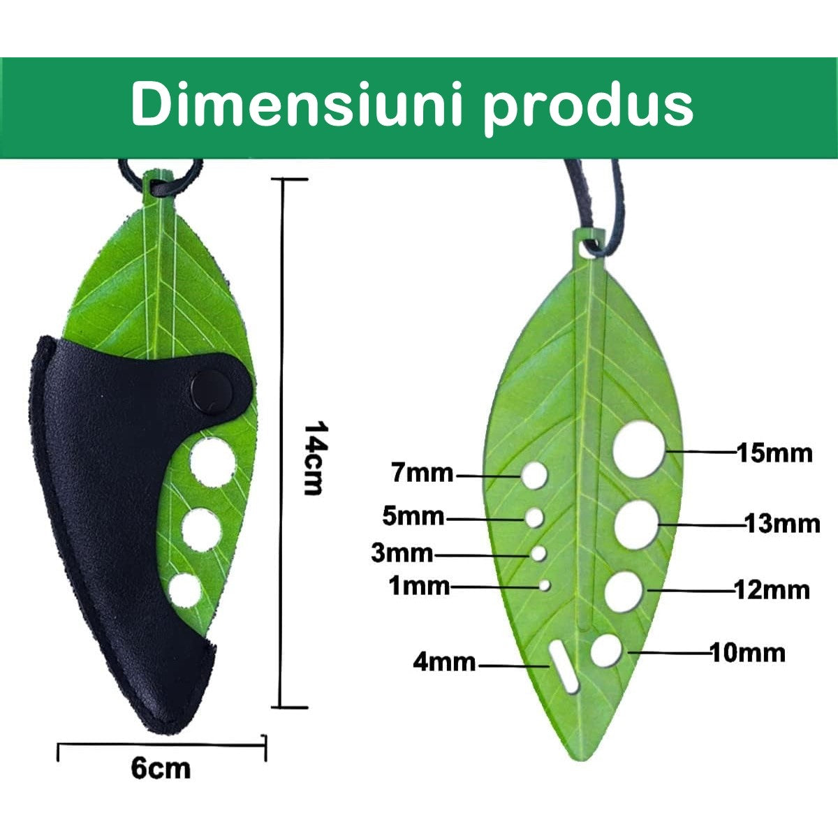Tocator manual pentru ierburi Flippy, instrument de curatat frunze, tocator, margini ascutie, 9 gauri de diferite dimensiuni, multifunctional, material otel inoxidabil, rezistent la rugina, 14 x 5.5 cm, verde-7