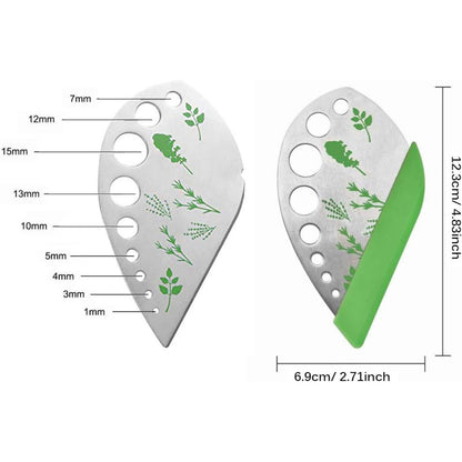 Tocator manual pentru ierburi Flippy, instrument de curatat frunze, margini ascutie, 9 gauri de diferite dimensiuni, multifunctional, material otel inoxidabil, maner ergonomic, rezistent la rugina, 12.3 x 6.9 cm, argintiu-7