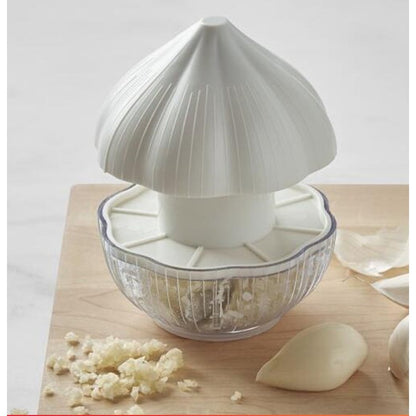 Tocator manual pentru usturoi, in forma de usturoi, cutite rezistente, utilizare prin apasare, material ABS si inox, 9.5x9.5x9.3 cm, alb-6