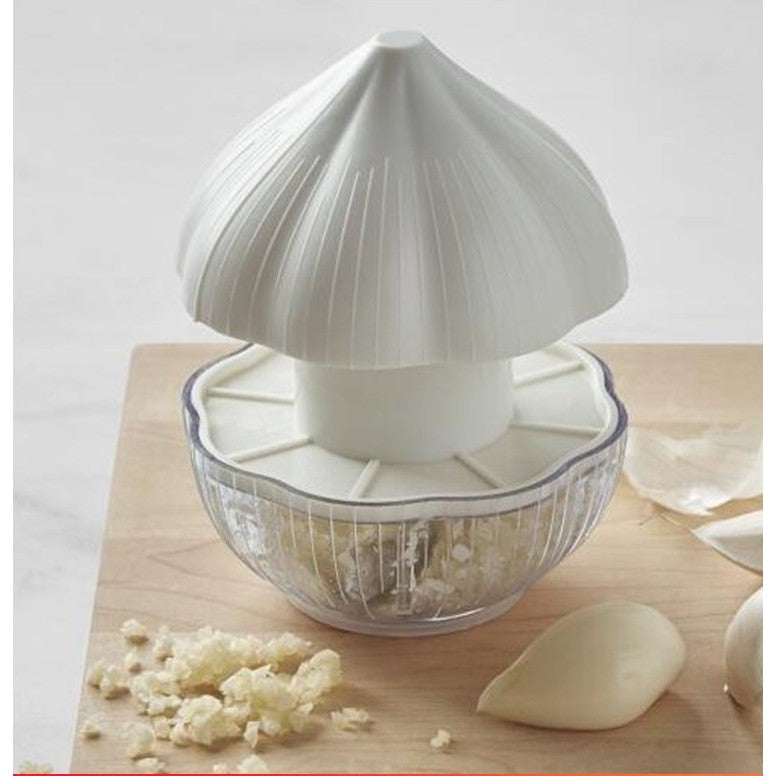 Tocator manual pentru usturoi, in forma de usturoi, cutite rezistente, utilizare prin apasare, material ABS si inox, 9.5x9.5x9.3 cm, alb-6