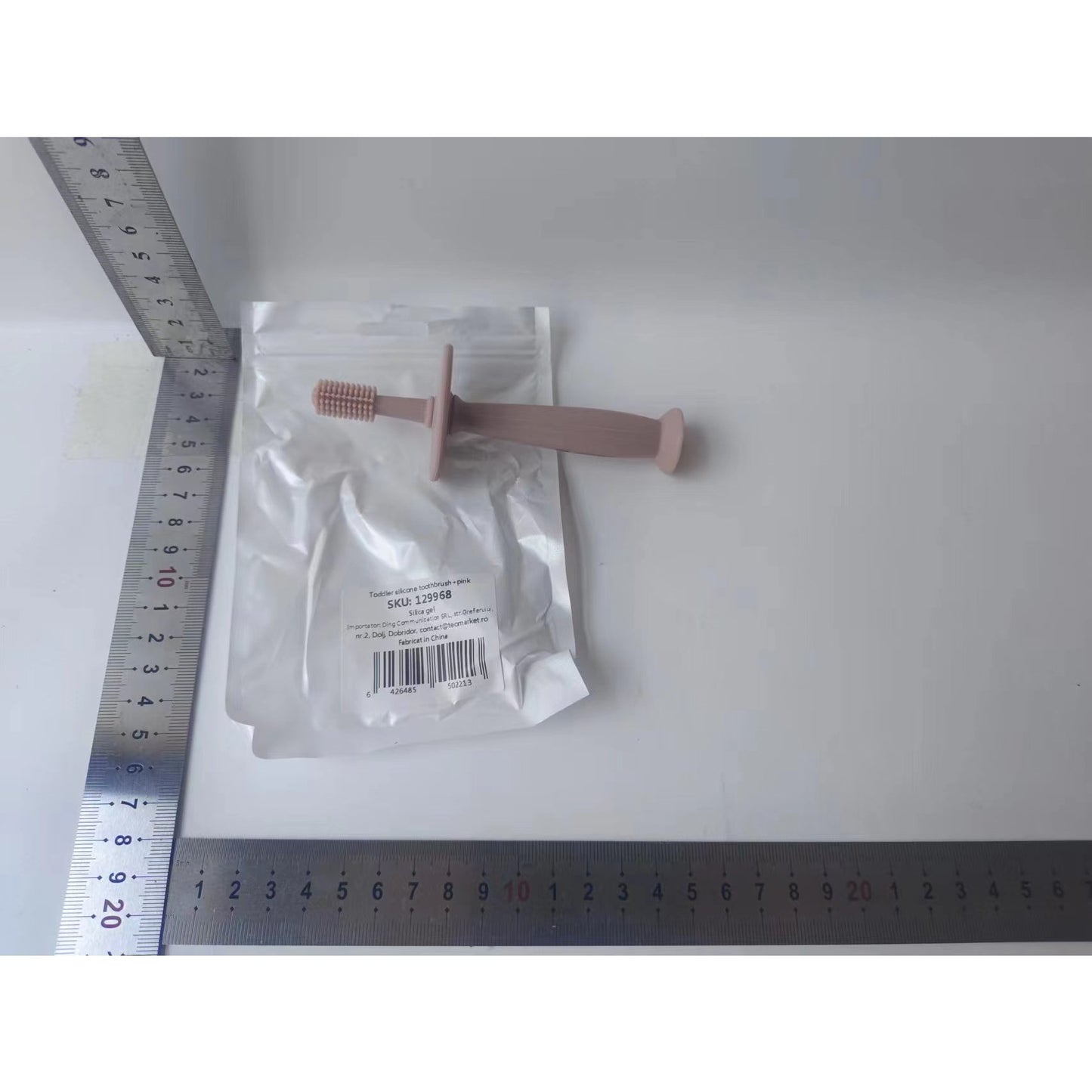 Periuta de Dinti din Silicon pentru Bebelusi, Flippy, fara BPA, 360 Grade, Roz-1