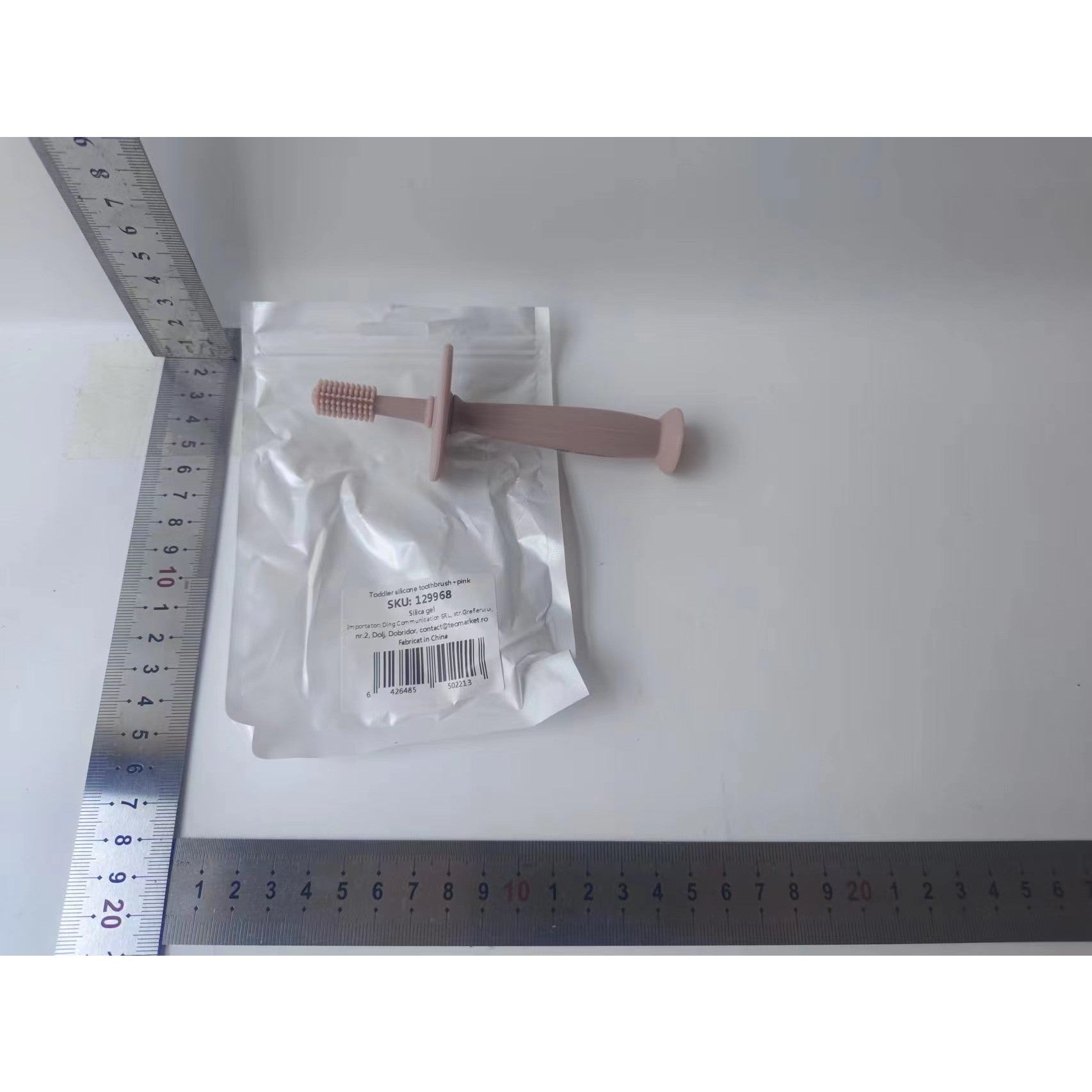 Periuta de Dinti din Silicon pentru Bebelusi, Flippy, fara BPA, 360 Grade, Roz-1