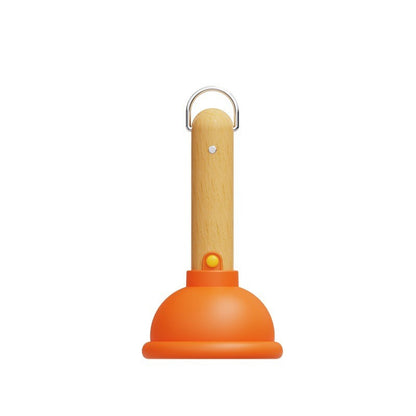 Lampa Nocturna, Flippy, Model Ventuza de Toaleta, Alimentare USB, din Lemn si Silicon, 16 x 9 cm, Portocaliu-0