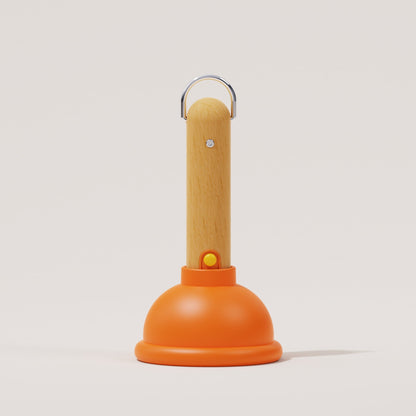 Lampa Nocturna, Flippy, Model Ventuza de Toaleta, Alimentare USB, din Lemn si Silicon, 16 x 9 cm, Portocaliu-7