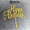 Topper tort Happy Birthday, 10 cm, auriu-0