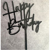 Topper tort Happy Birthday, 10 cm, negru, model 1-0