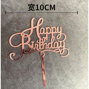 Decoratiune Topper pentru Tort, Flippy, Model Happy Birthday, Tematica Aniversare, 10 cm, Roz-0