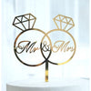 Decoratiune Topper pentru Tort, Flippy, Model Inele Mr&Mrs, Tematica Nunta, 10 cm, Auriu-0