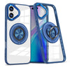 Husa de Protectie TPU, Flippy, pentru iPhone 16 Plus, cu Incarcare Wireless, Tehnologie Magsafe, Inel Magnetic Rotativ cu Functie de Suport, Transparent-Albastru Inchis-0