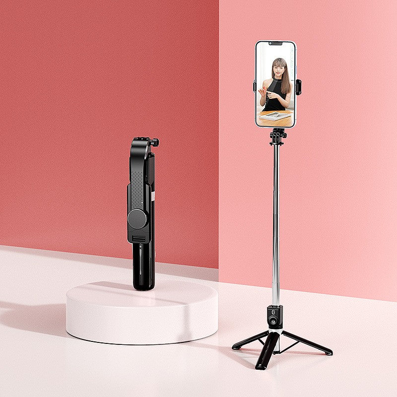 Trepied foto telescopic premium profesional Flippy Z101S , cadru multifunctional, telecomanda detasabila, pentru telefon/camera foto/gopro, functie selfie stick, ajustabil, pliabil, H33-100 cm, aluminiu, Negru-2