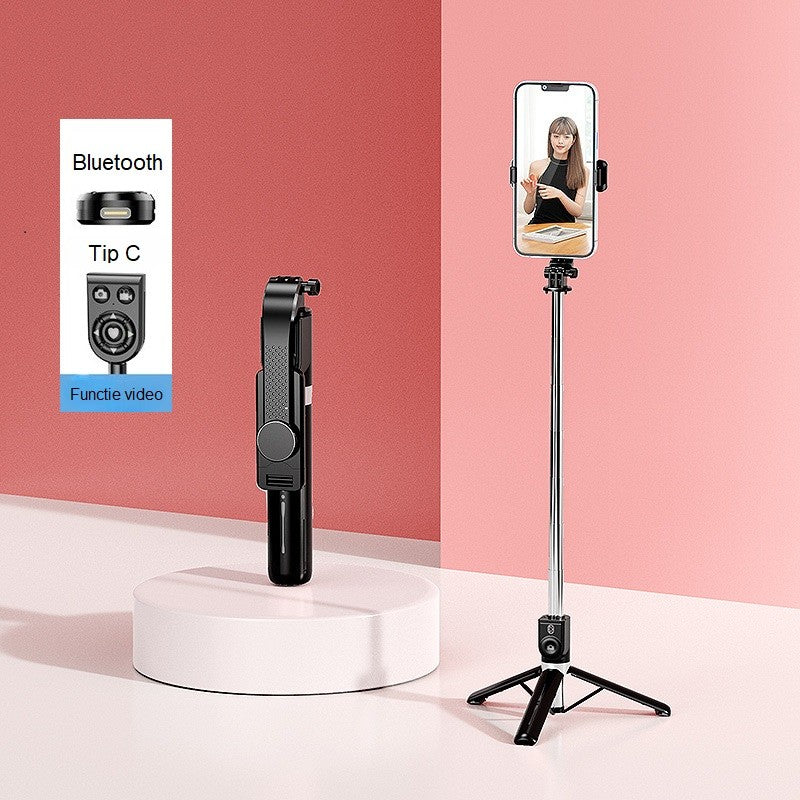 Trepied foto telescopic premium profesional Flippy Z101S , cadru multifunctional, telecomanda detasabila, pentru telefon/camera foto/gopro, functie selfie stick, ajustabil, pliabil, H33-100 cm, aluminiu, Negru-4