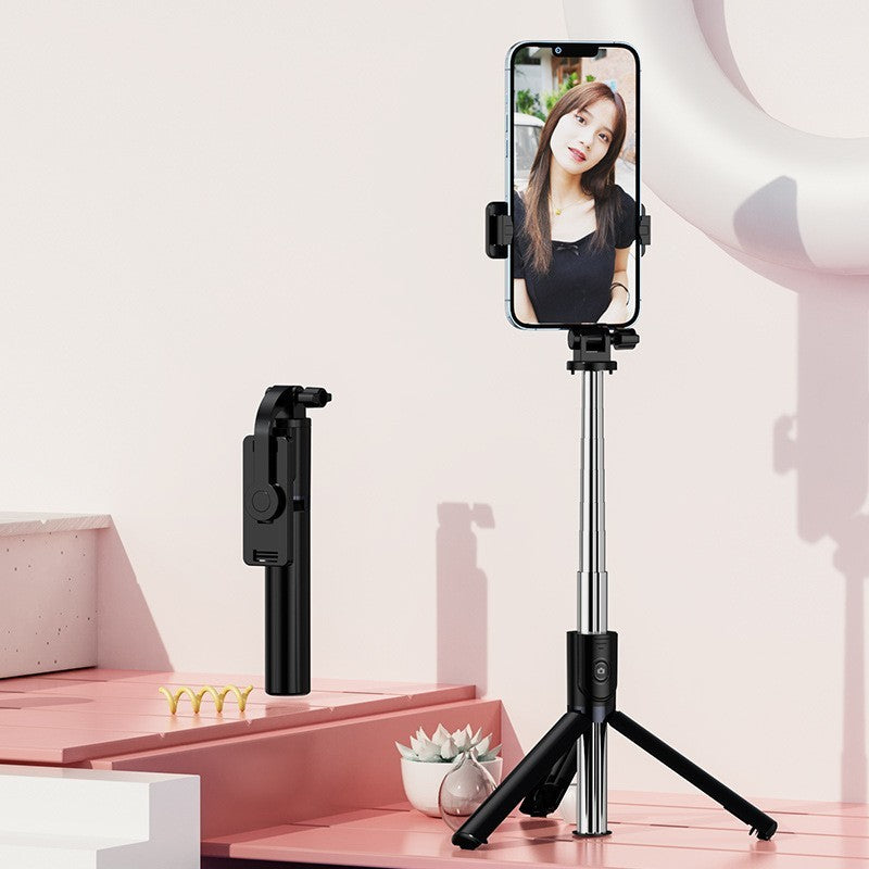 Trepied foto telescopic premium profesional Flippy Z101S , cadru multifunctional, telecomanda detasabila, pentru telefon/camera foto/gopro, functie selfie stick, ajustabil, pliabil, H33-100 cm, aluminiu, Negru-0