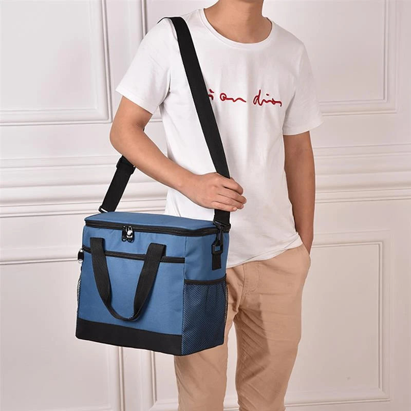 Geanta termoizolanta pentru picnic sau plaja, capacitate 16l, culoare Albastra-3