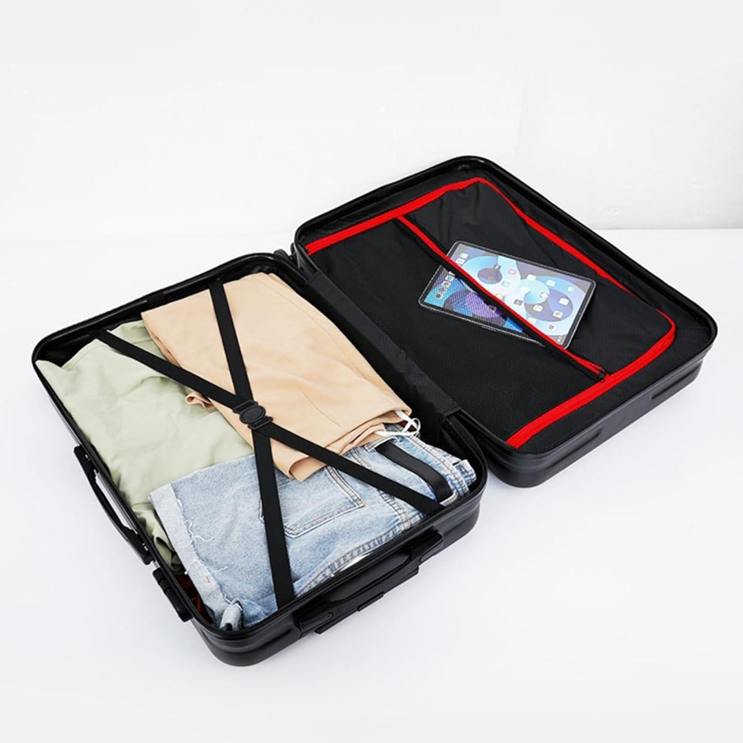 Troler de Calatorie, Flippy, 56 x 35 x 22 cm, 4 Roti, Maner Reglabil, din ABS, cu Fermoar, Blocare cu Cod, Impermeabil, Model Astronaut, Negru-4