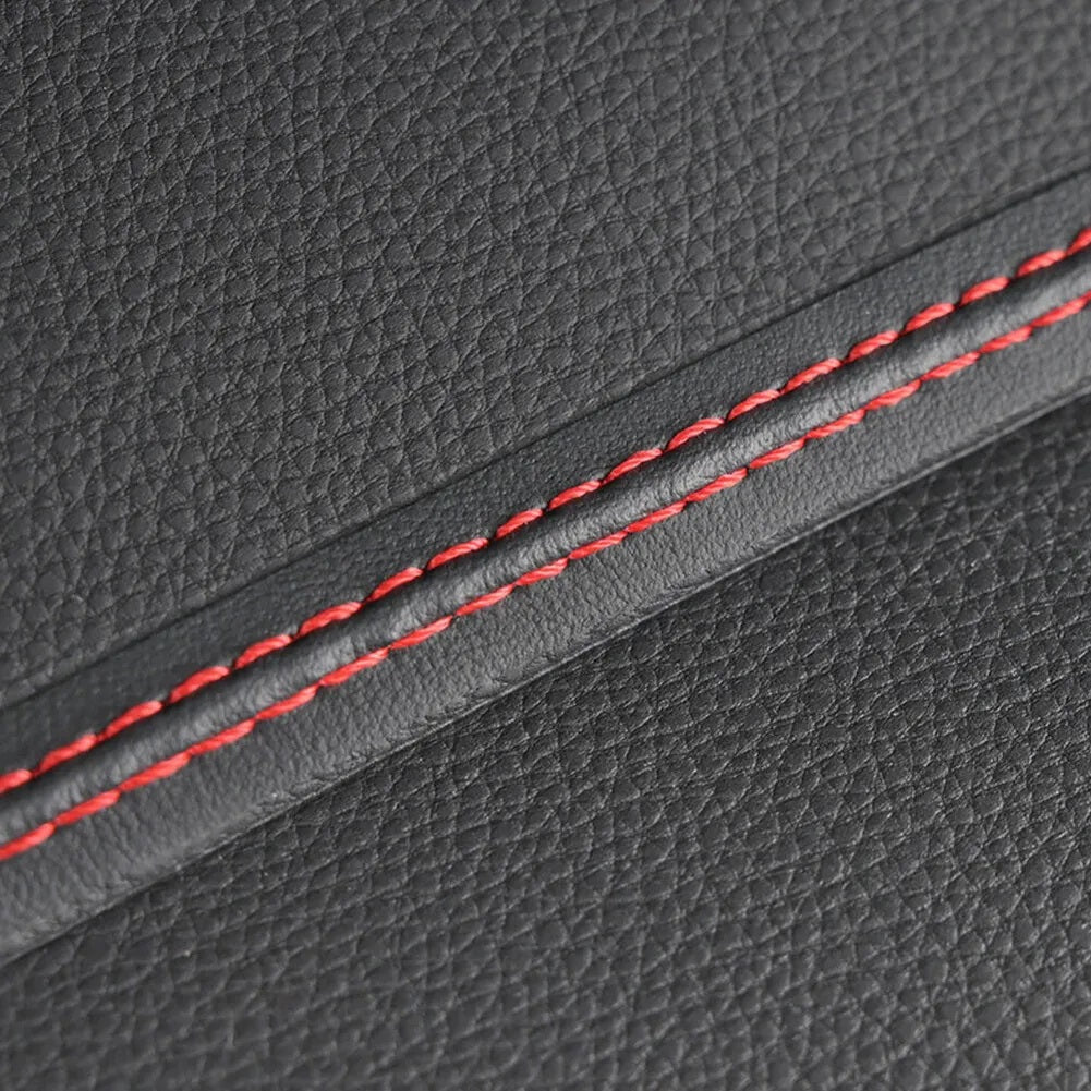 Banda decorativa pentru interiorul vehiculului, lungime 2m, din piele ecologica, culoare Neagra + cusatura Rosie-6