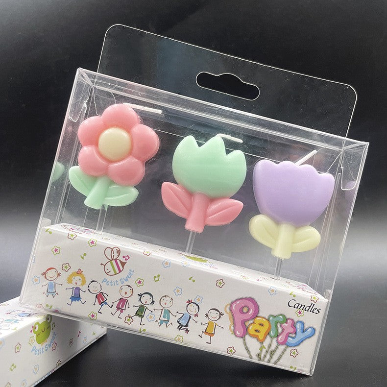 Set 3 Lumanari, Flippy, Model Flori diferite, Multicolor-0