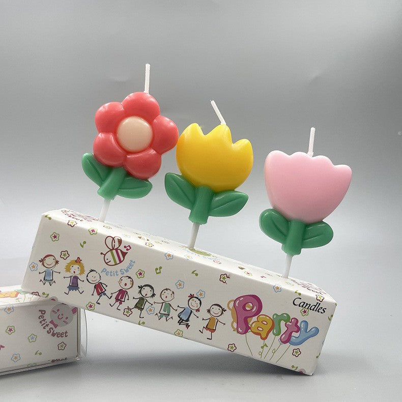 Set 3 Lumanari, Flippy, Model Flori diferite 2, Multicolor-0