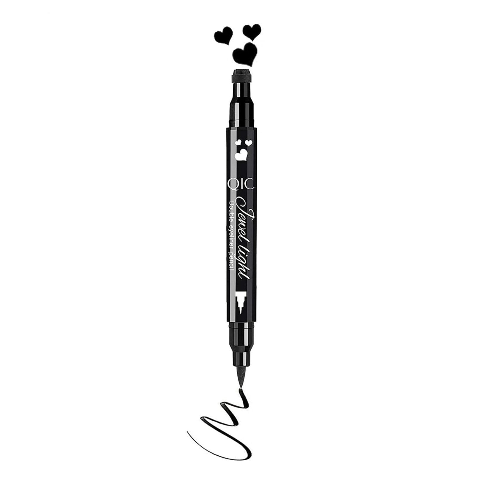 Tus Lichid pentru Ochi, Flippy, 2 Capete, Eyeliner si Stampila Inima, Pentru Ochi si Corp, 50 g, Rezistent la Apa, 12.7 x 3 cm, Negru-5