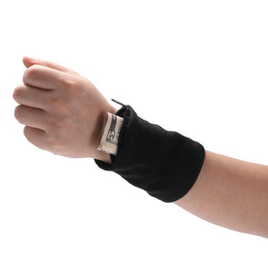 Banderola pentru Încheietura Mainii, Flippy, Suport Carduri si Chei, Multifunctional, cu Fermoar, Impermeabil, Confortabil, Negru-0