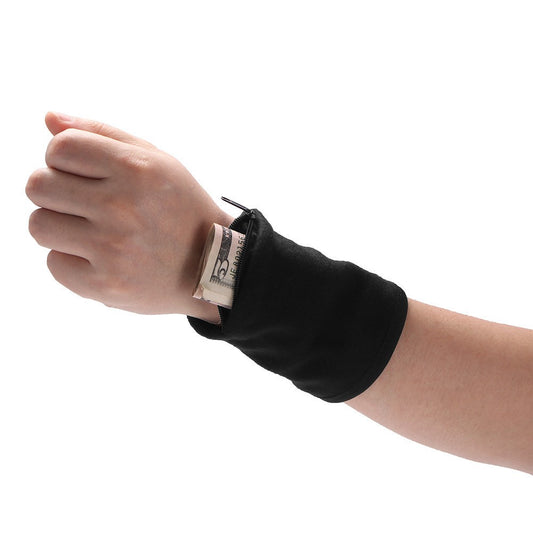 Banderola pentru Încheietura Mainii, Flippy, Suport Carduri si Chei, Multifunctional, cu Fermoar, Impermeabil, Confortabil, Negru-0