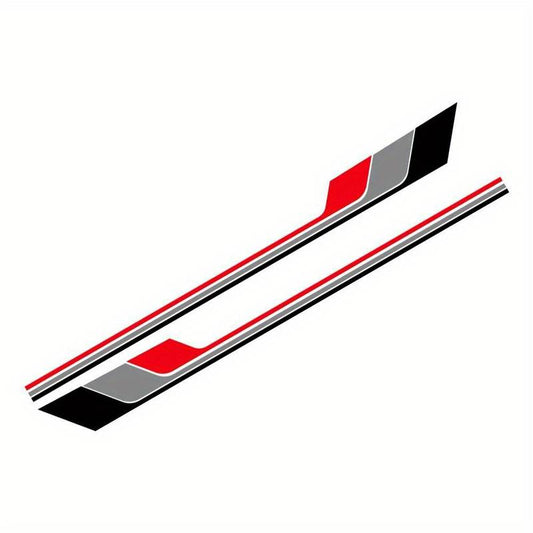 Set 2 stickere autoadezive Tuning, model "Racing Stripes V2", dimensiune 180 x 16,5 cm, culoare Negru + Gri + Rosu-1