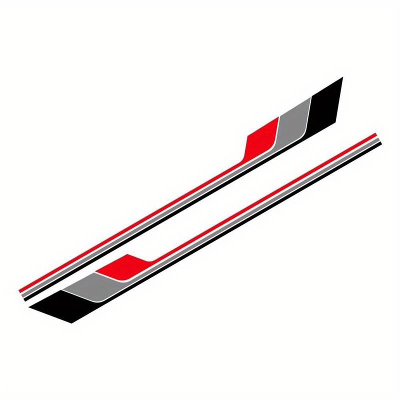 Set 2 stickere autoadezive Tuning, model "Racing Stripes V2", dimensiune 180 x 16,5 cm, culoare Negru + Gri + Rosu-1
