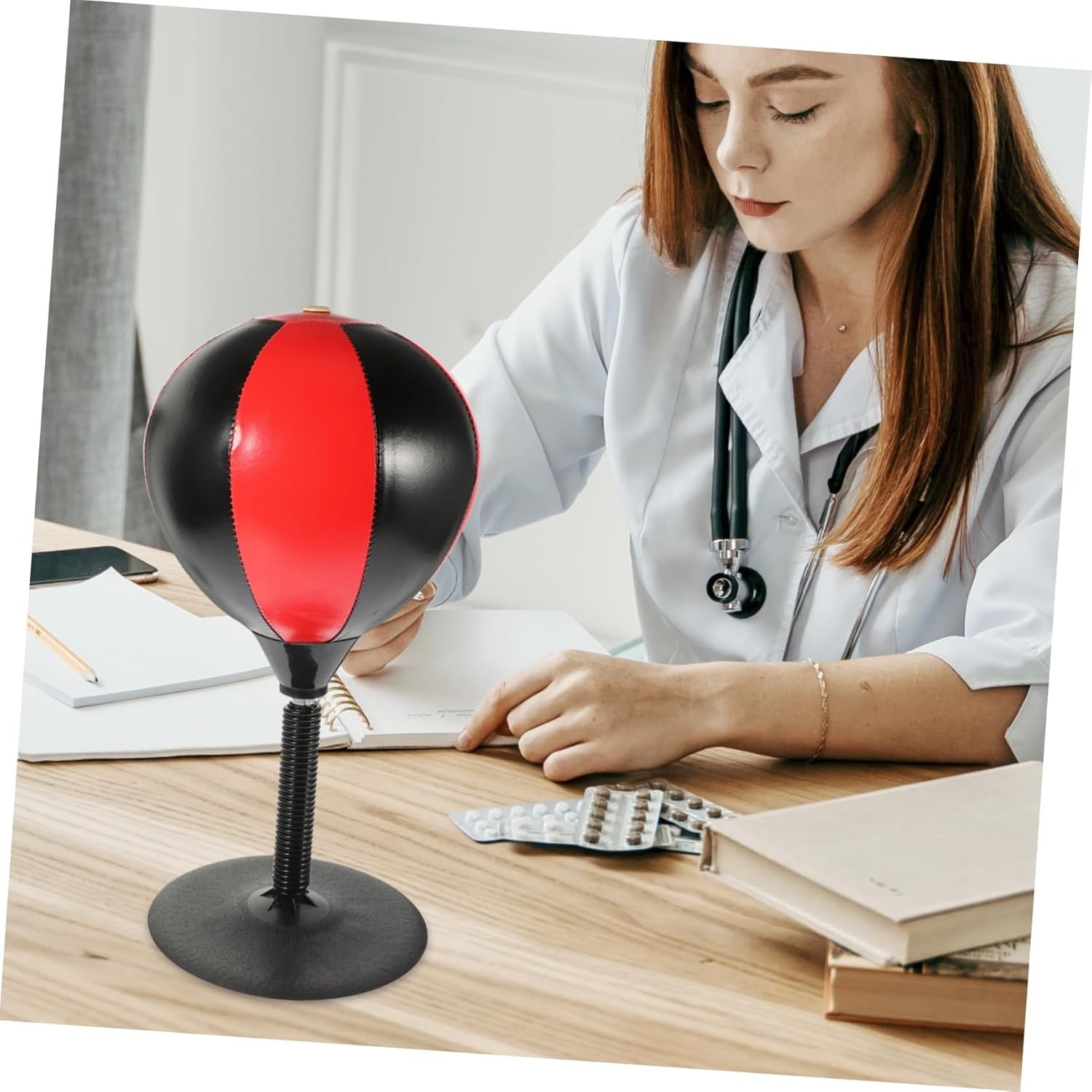 Jucarie Interactiva, Flippy, Model Sfera de Box cu Suport de Masa, Manusi Incluse, Inaltime Reglabila, +3 Ani, 10.5 x 20 x 23.5 cm, Rosu/ Negru-2